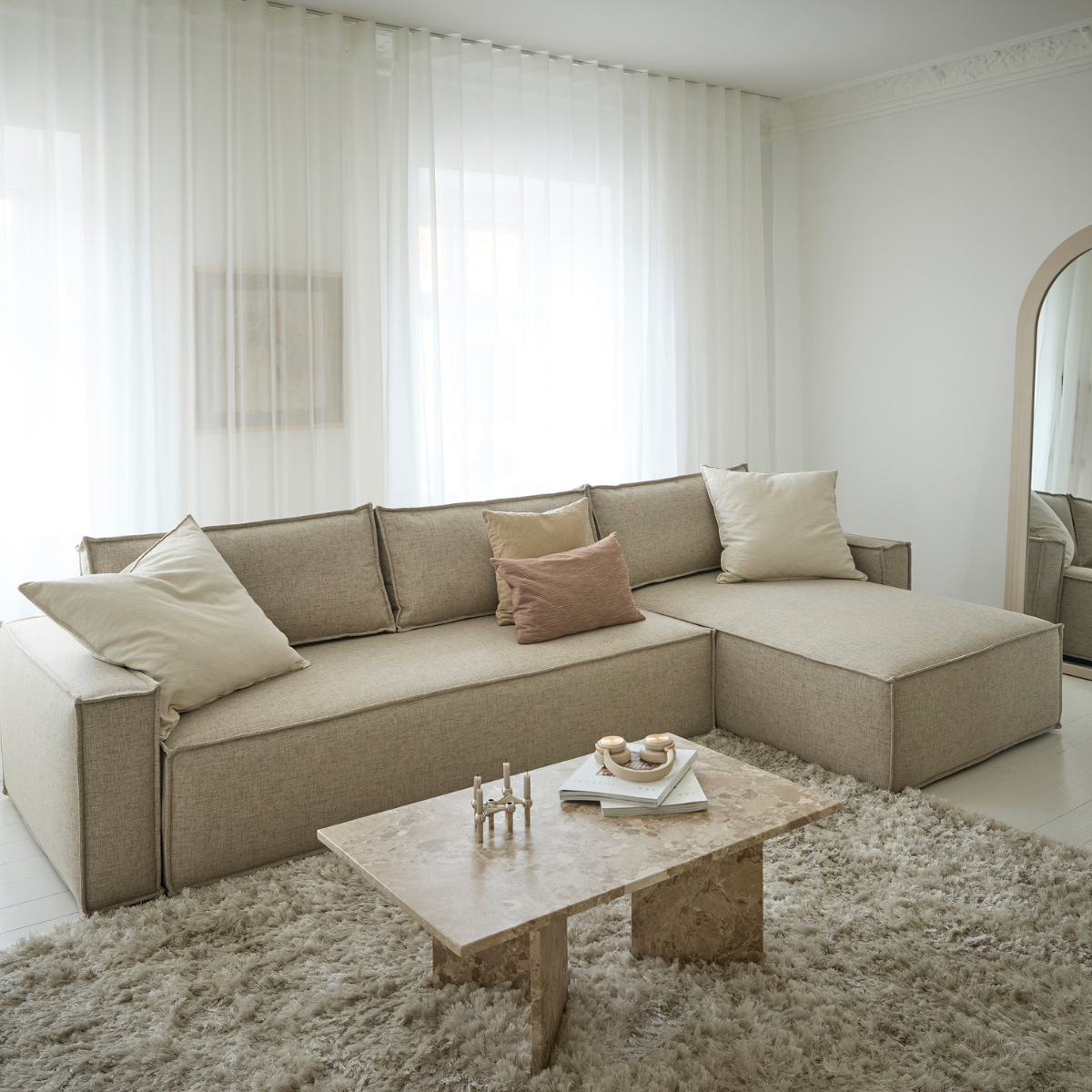 Urban Natural - Newilla Sleeper Sectional with Standard Arms