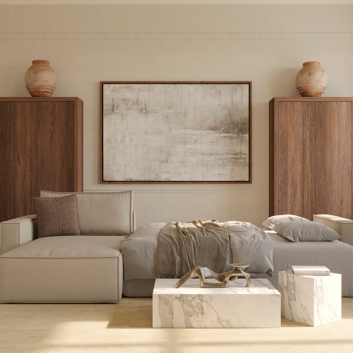 Urban Natural - Newilla Sleeper Sectional with Standard Arms