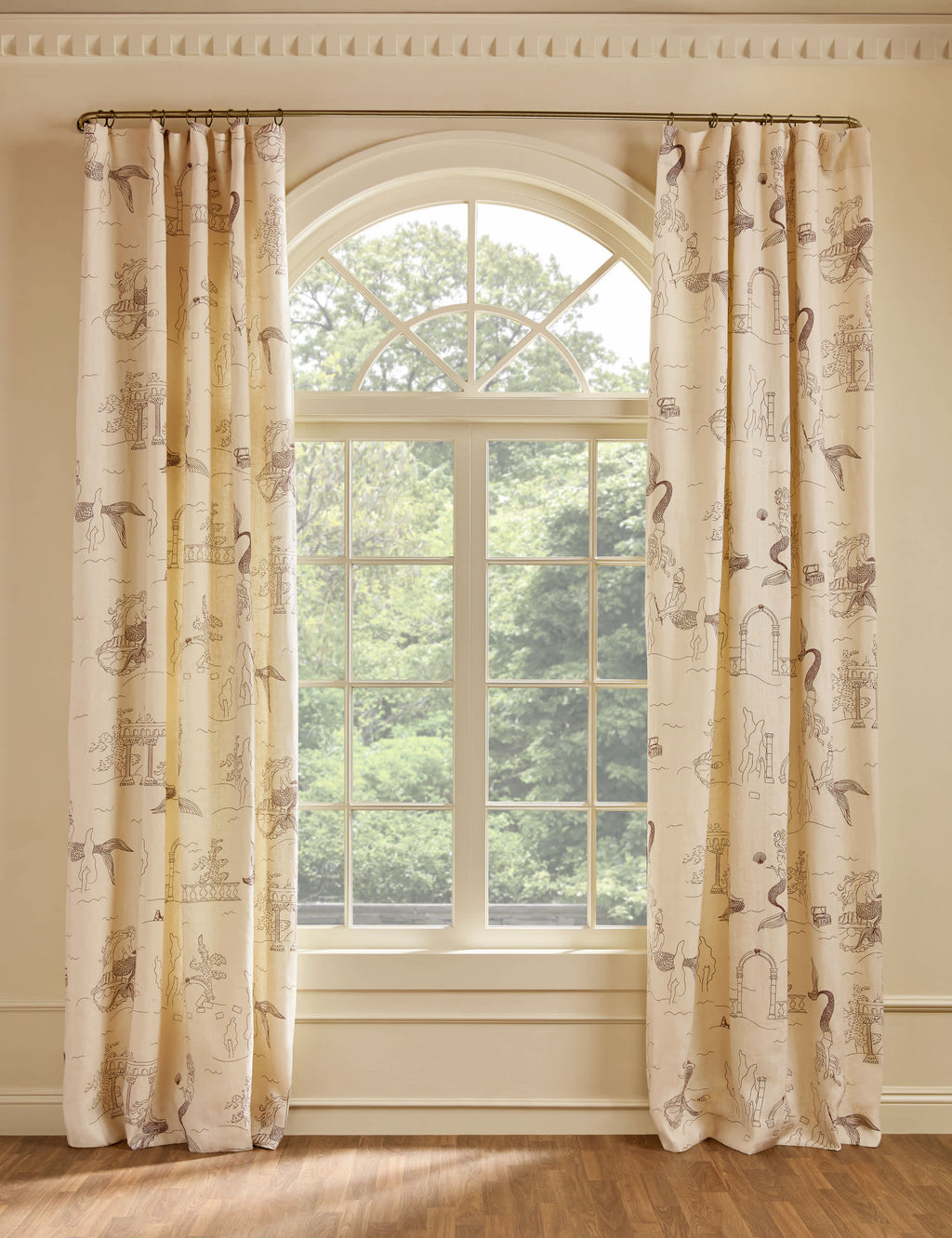 Lulu and Georgia - Mermaid Toile Linen Curtain Panel by Sarah Sherman Samuel