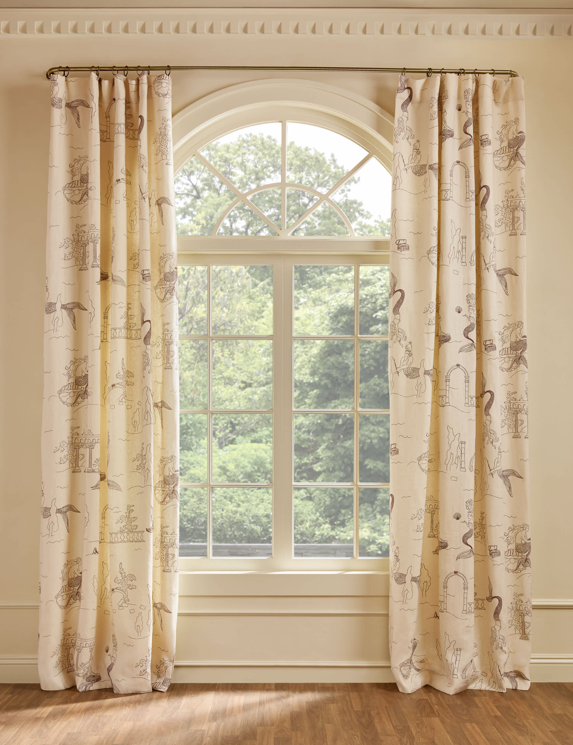 Lulu and Georgia - Mermaid Toile Linen Curtain Panel by Sarah Sherman Samuel