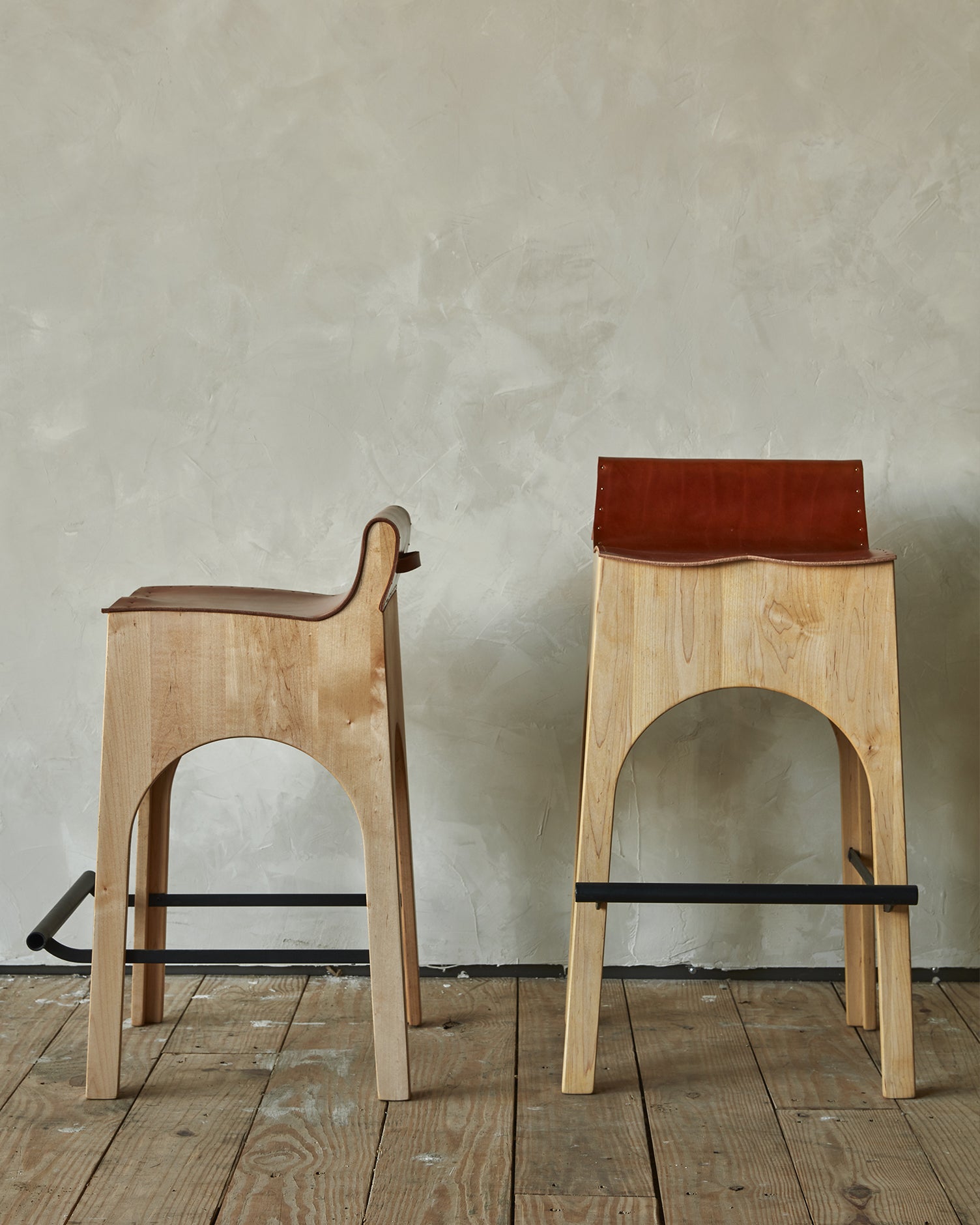 Lostine - Jack Leather and Wood Stool - Tan