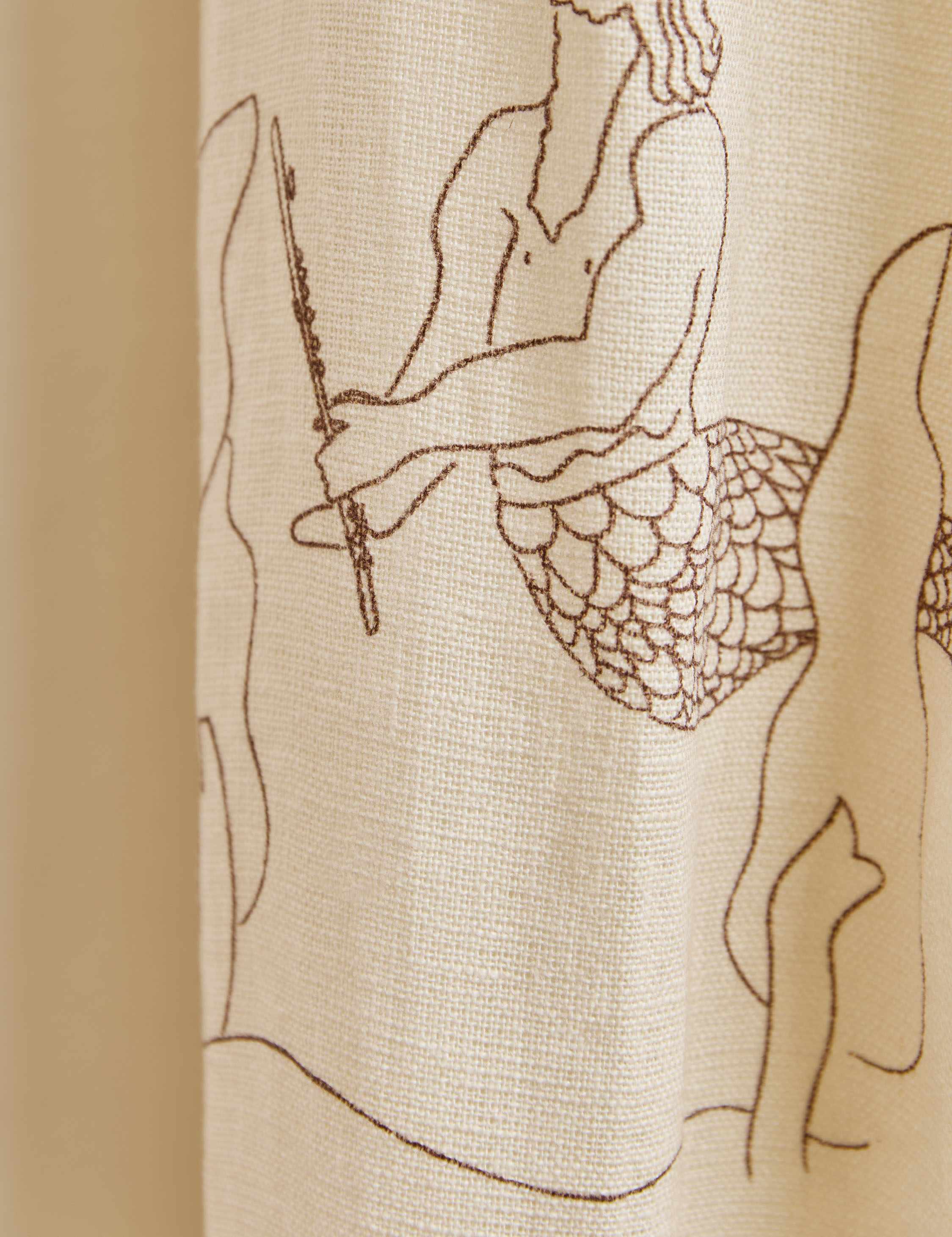 Lulu and Georgia - Mermaid Toile Linen Curtain Panel by Sarah Sherman Samuel