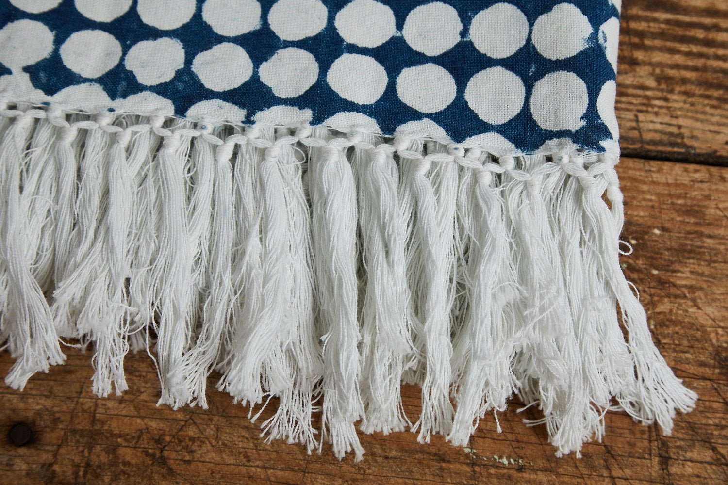 Nicky Kehoe - Tania Reverse Bed Throw With Fringe, Indigo