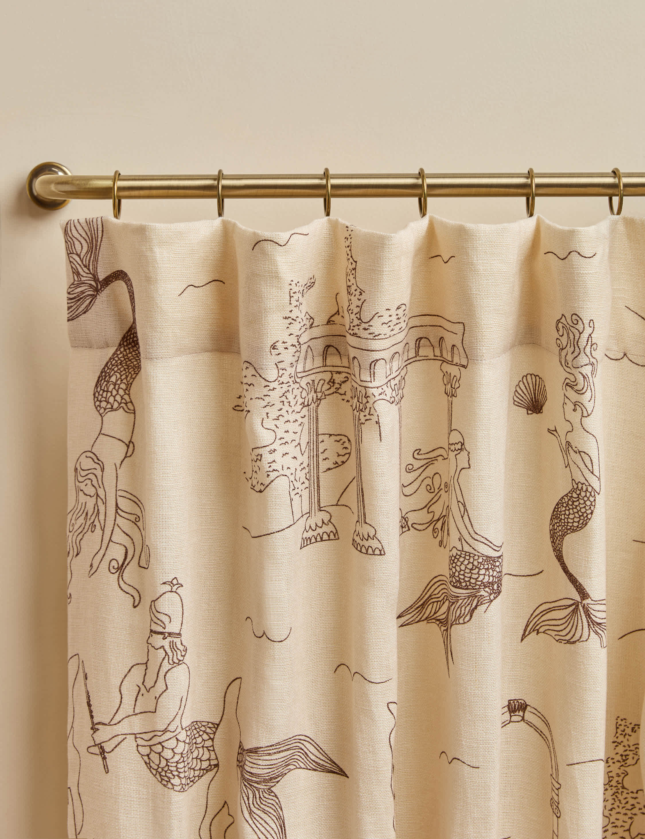 Lulu and Georgia - Mermaid Toile Linen Curtain Panel by Sarah Sherman Samuel
