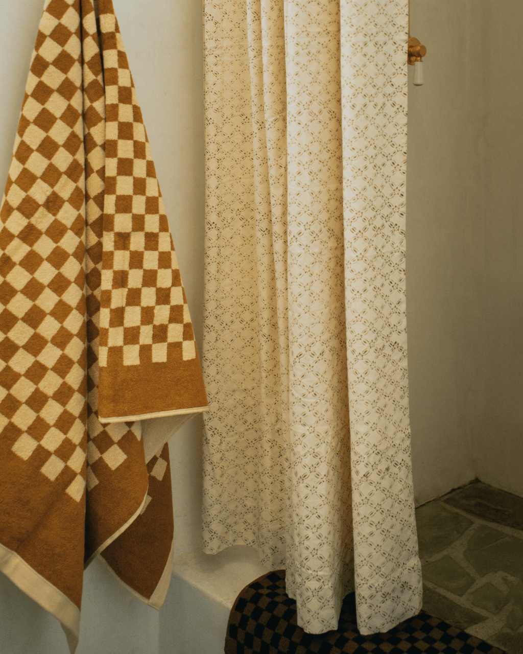 Nicky Kehoe - Shower Curtain in Chestnut Lattice
