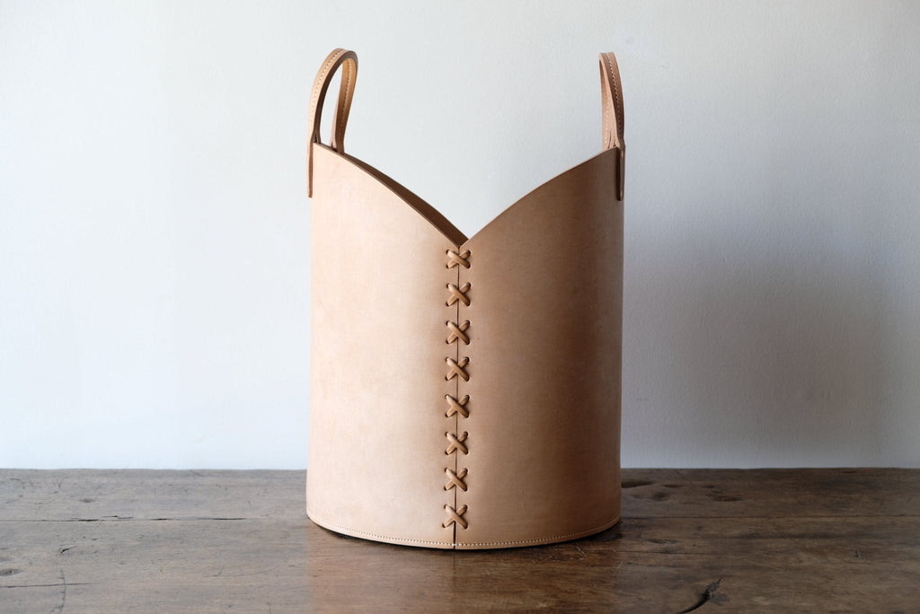 Nicky Kehoe - Leather Log Basket in Russet
