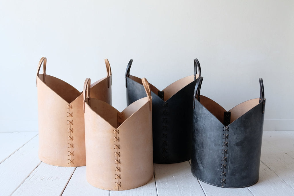 Nicky Kehoe - Leather Log Basket in Russet