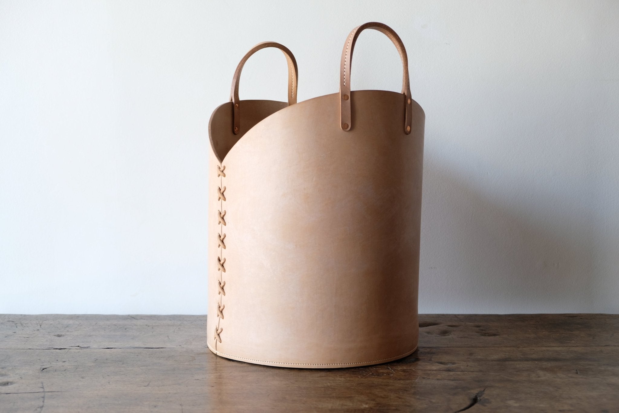 Nicky Kehoe - Leather Log Basket in Russet