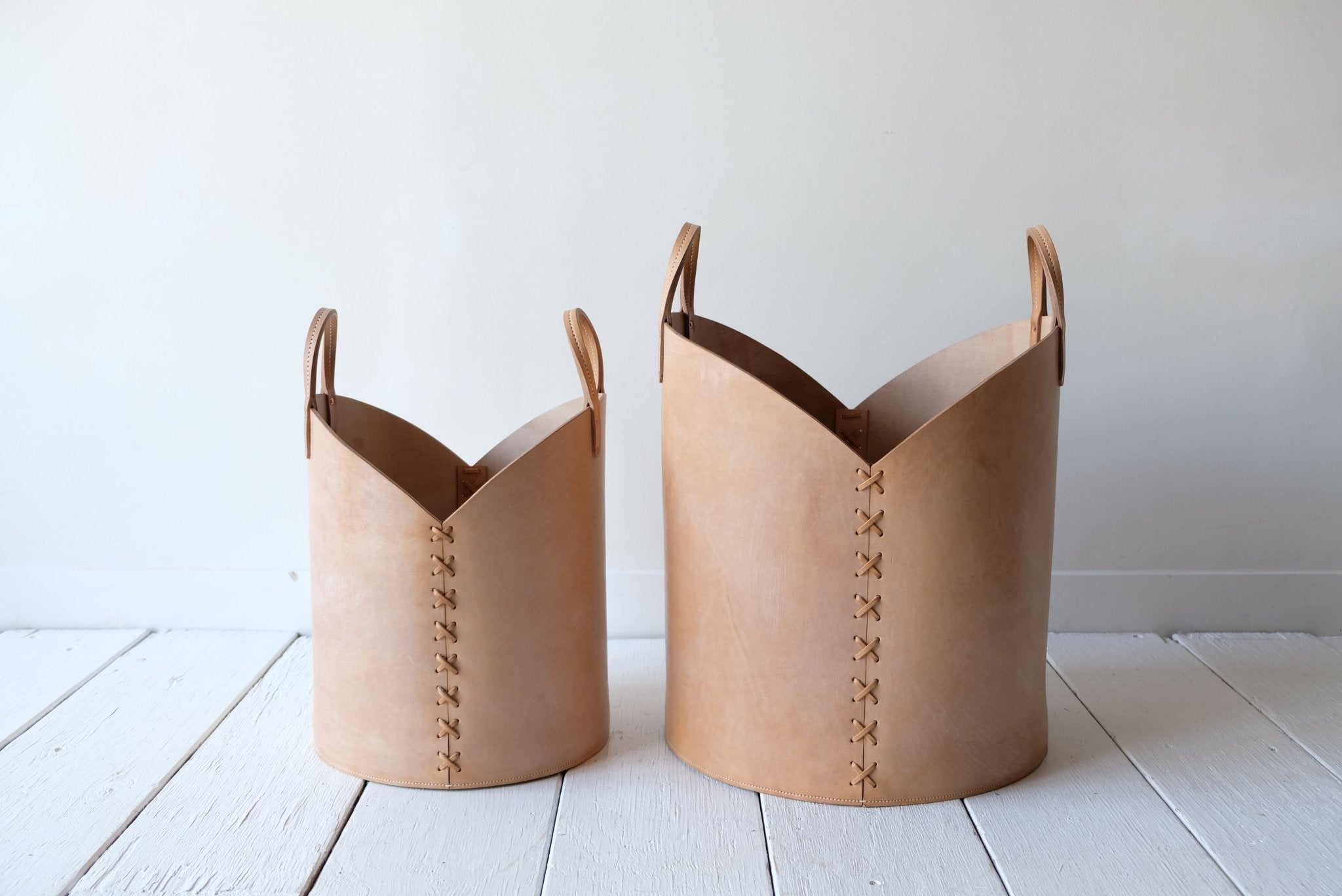 Nicky Kehoe - Leather Log Basket in Russet