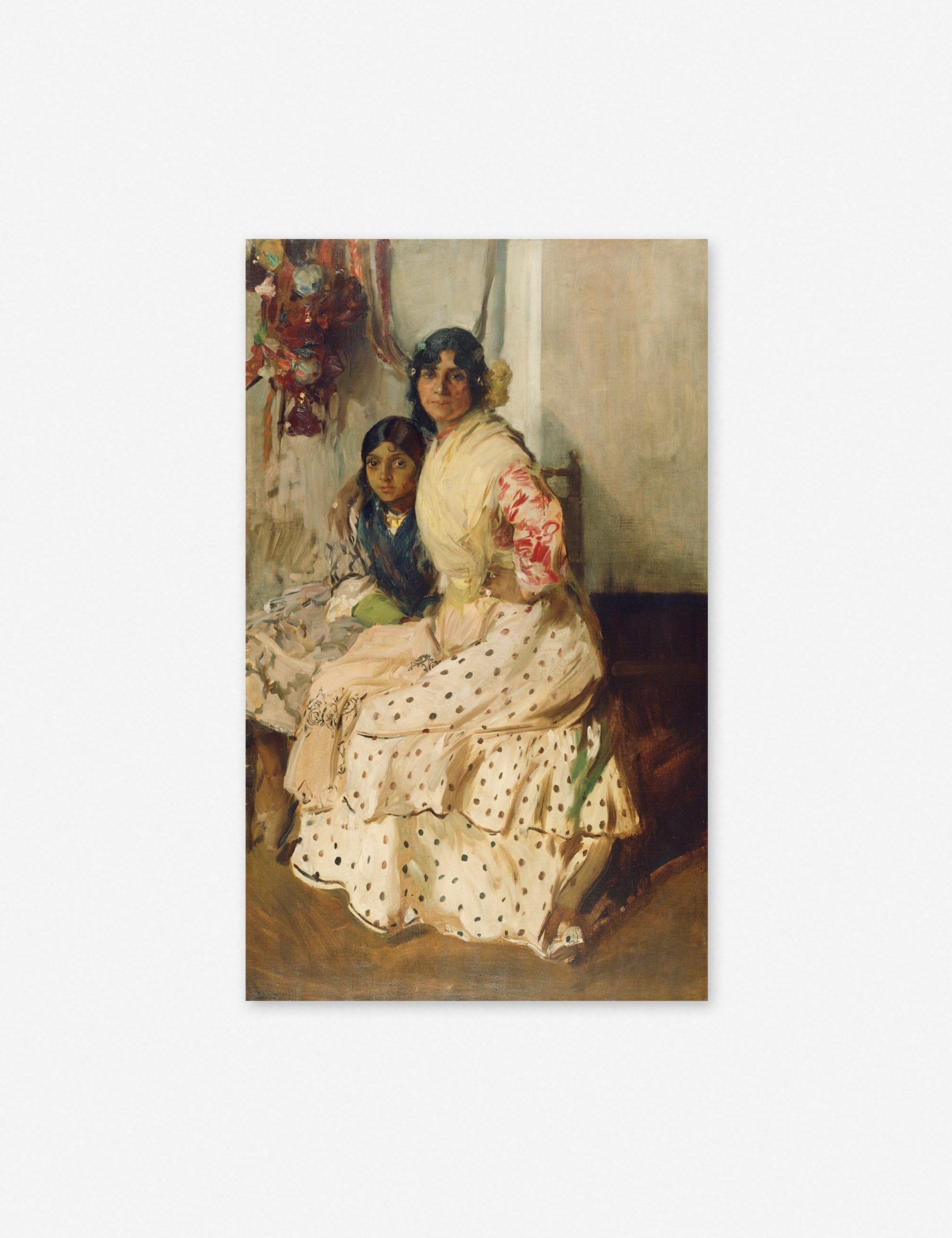 Lulu and Georgia - Pepilla and Her Daughter Wall Art by Joaquín Sorolla y Bastida Gold