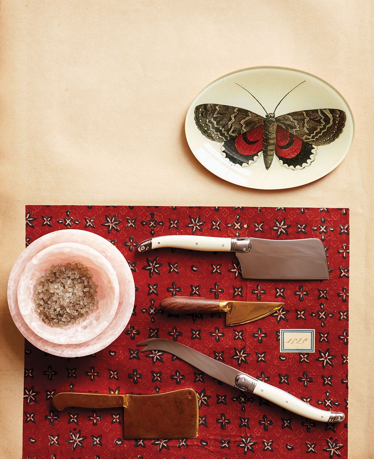 Jayson Home - Red and Brown Butterfly Oval Tray