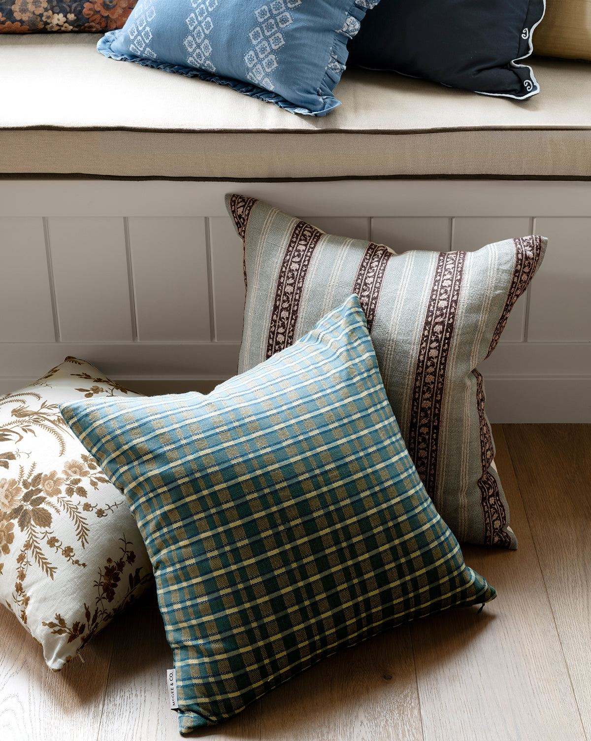 McGee & Co - Porter Block Print Linen Pillow Cover