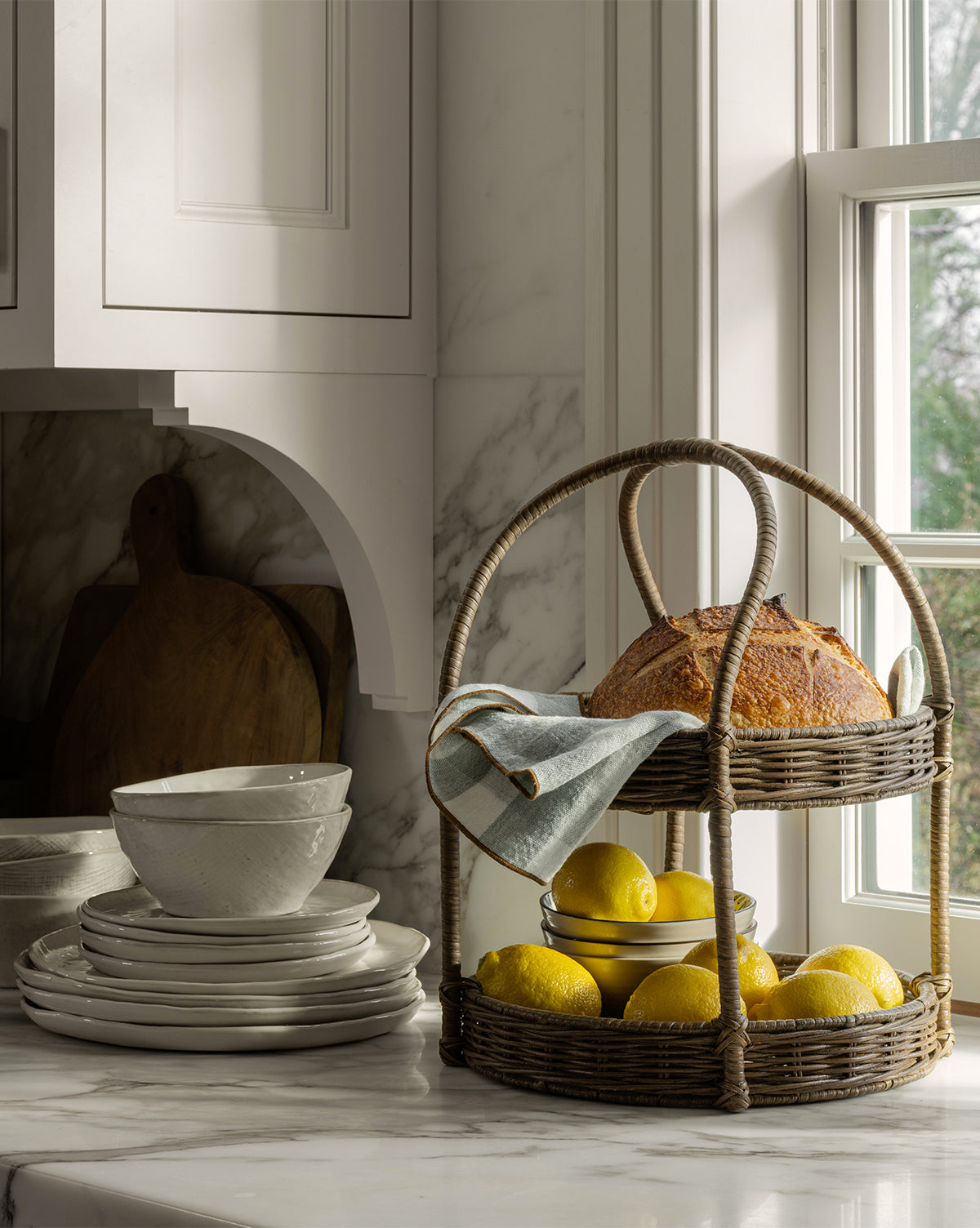 McGee & Co - Aneesa Two - Tiered Wicker Tray