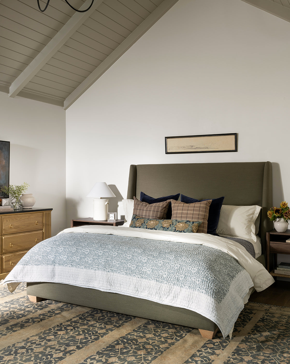 McGee & Co - Blue Floral Block Print Quilt