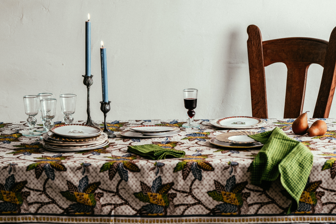 Nicky Kehoe - Night Bloom Tablecloth In Citron Medley