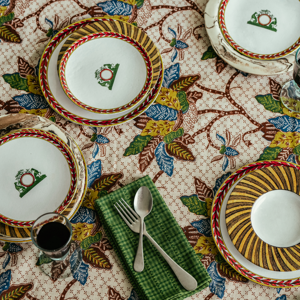 Nicky Kehoe - Night Bloom Tablecloth In Citron Medley