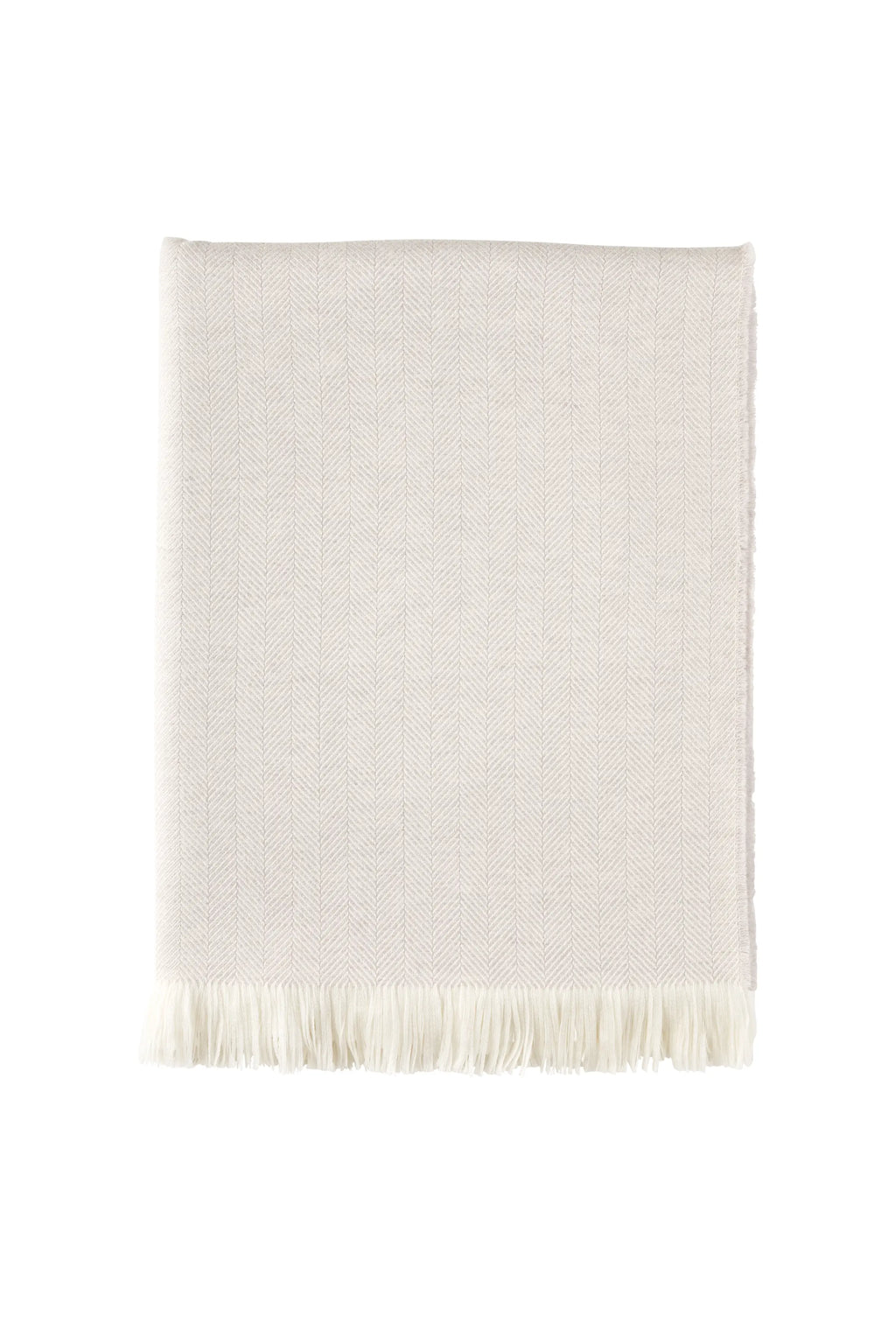 Johnstons of Elgin - Herringbone Merino Throw in Silver Birch
