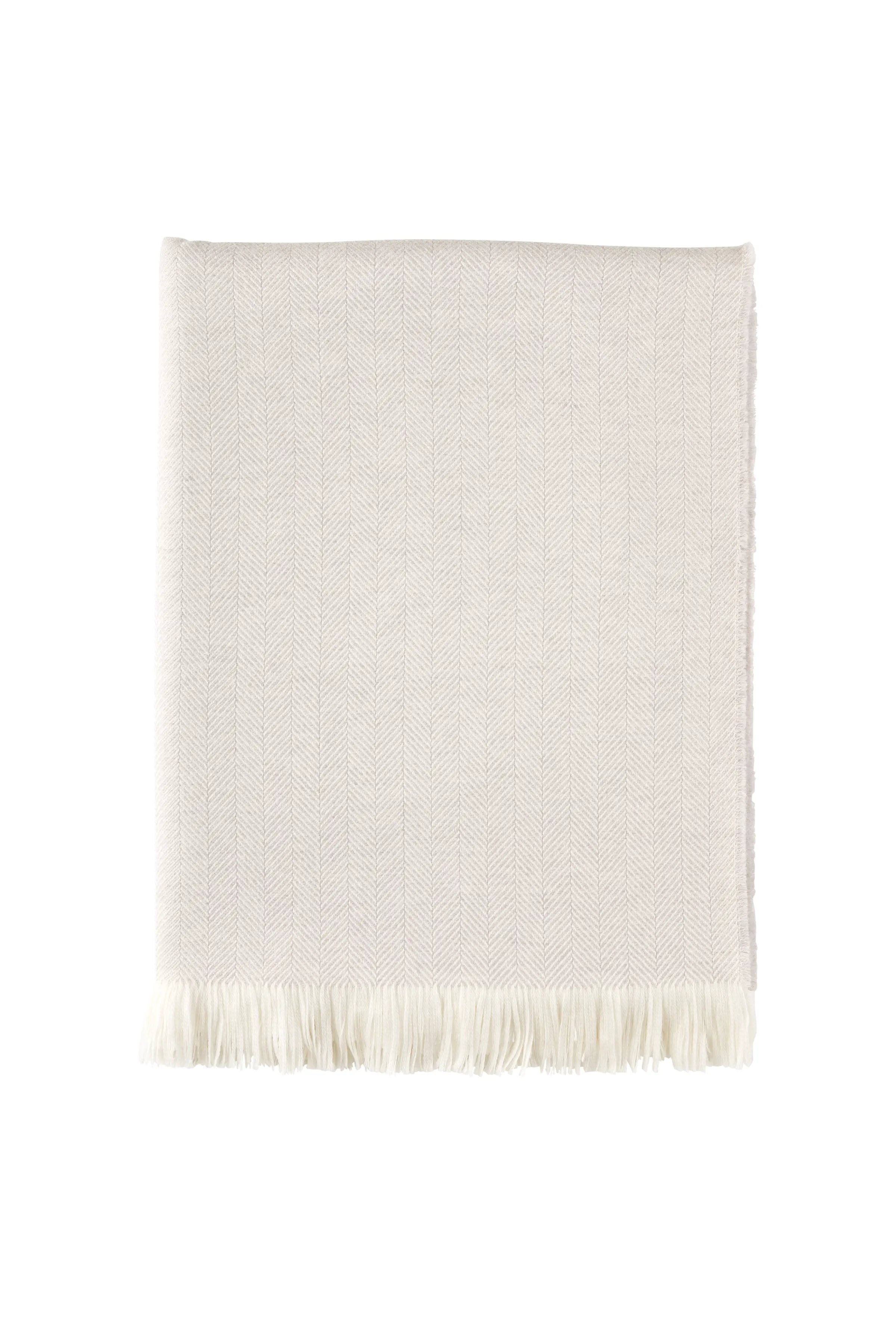 Johnstons of Elgin - Herringbone Merino Throw in Silver Birch