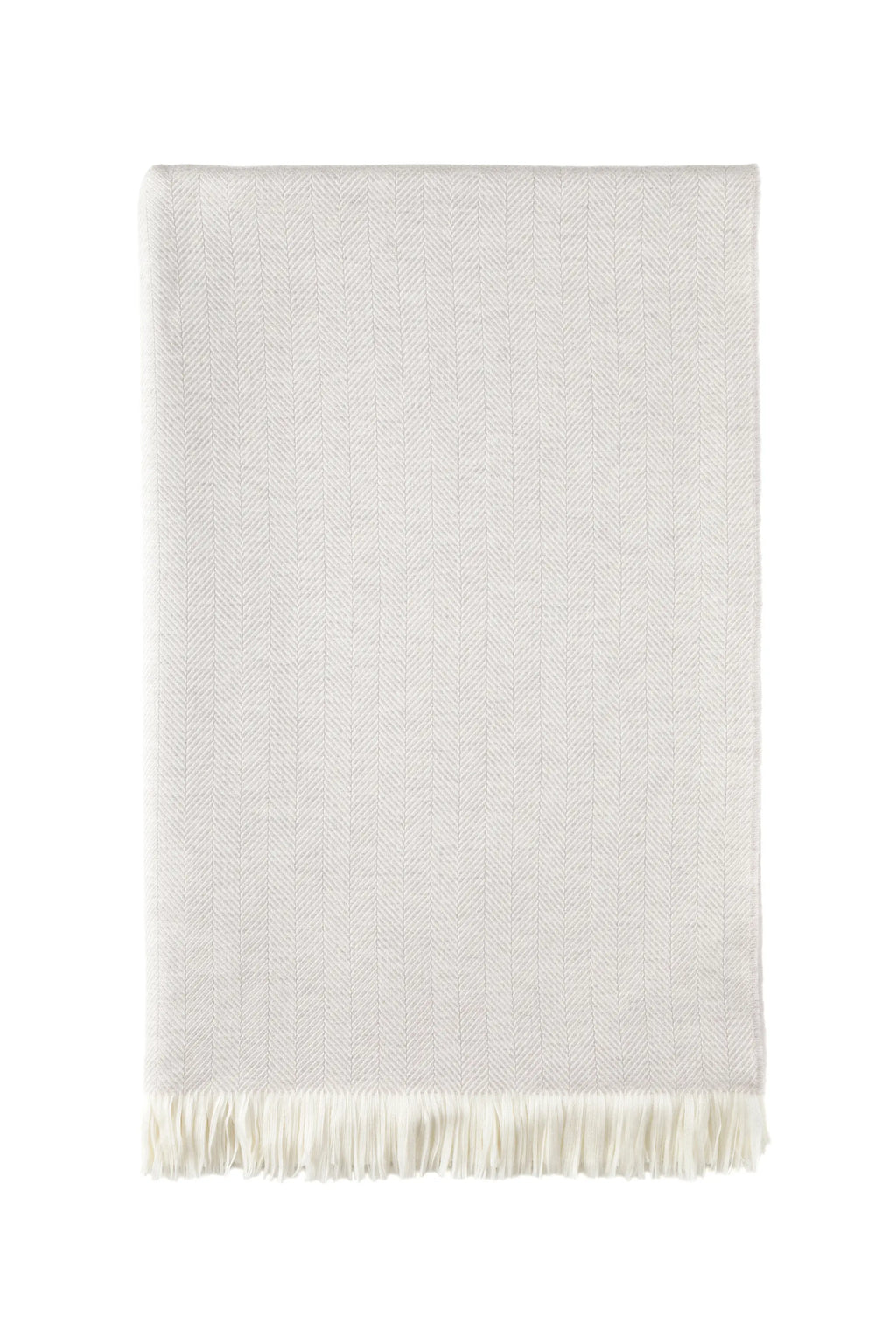 Johnstons of Elgin - Herringbone Merino Bed Throw in Silver Birch