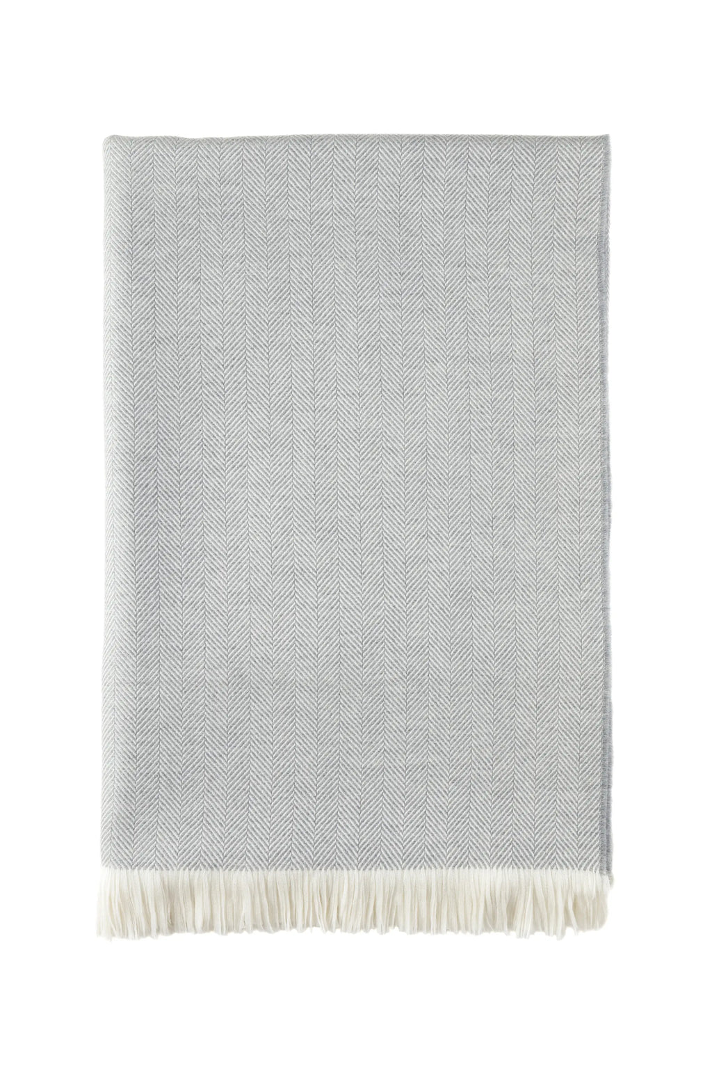Johnstons of Elgin - Herringbone Merino Bed Throw in Mist