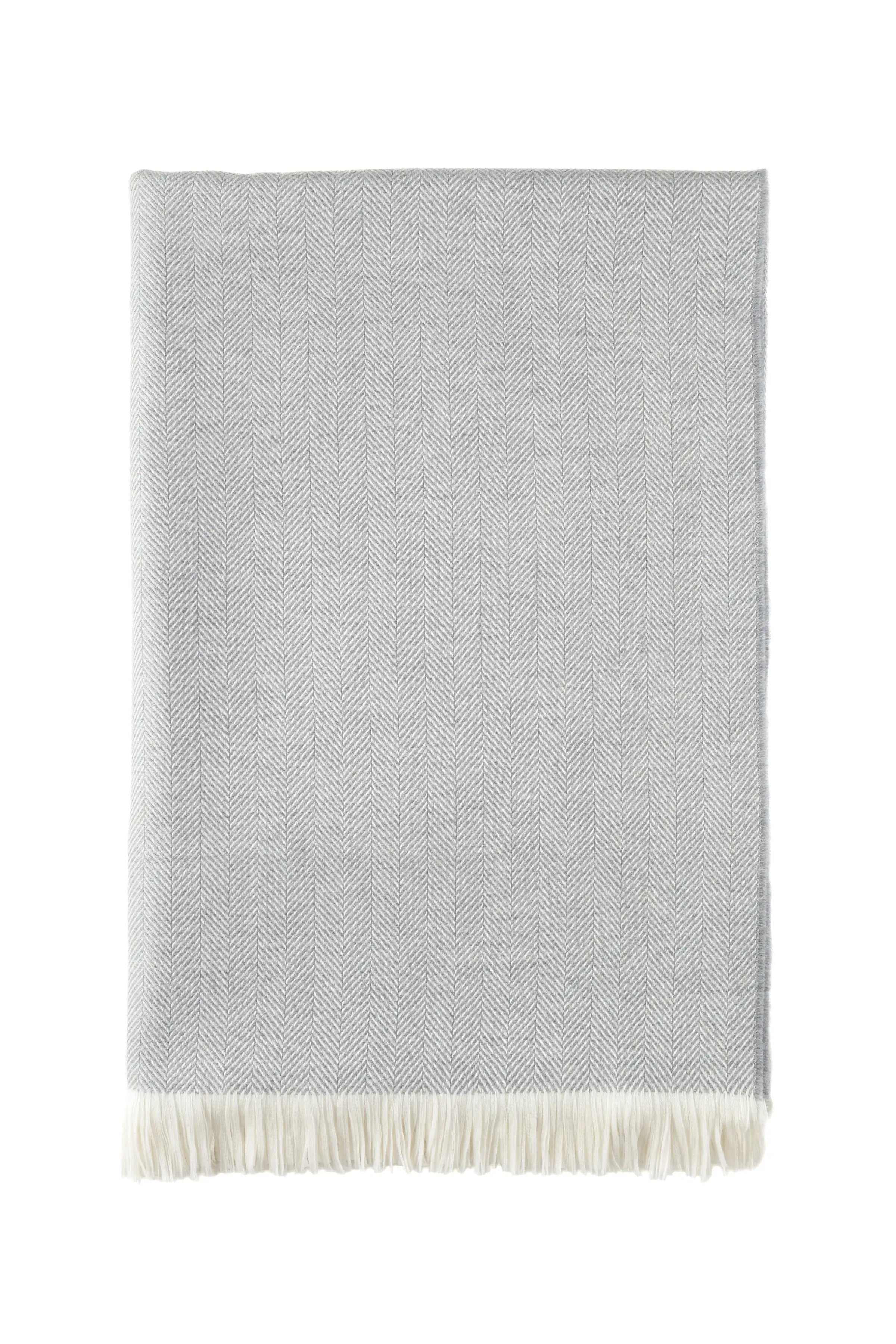 Johnstons of Elgin - Herringbone Merino Bed Throw in Mist