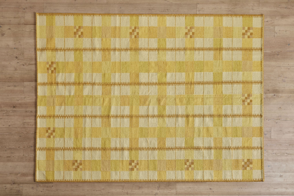 Nicky Kehoe - Yellow Grid Silk Rug, 9'1 x 12'2
